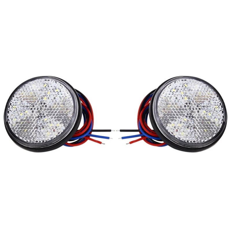 

White 24 SMD Car Round Tail Light Turn Signal Light Round Car LED Reflector Truck Side Warning Light Bulb