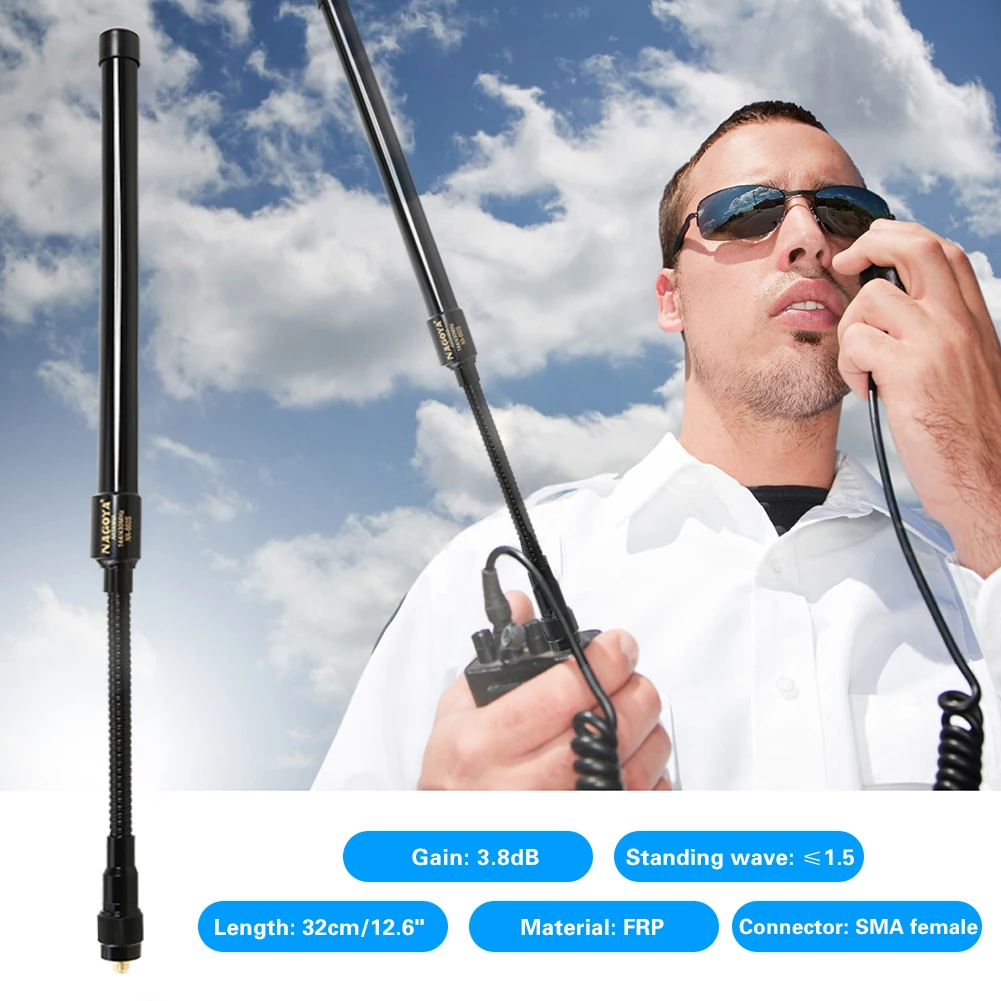 

NA-660S SMA Female Connector Bendable Gooseneck UHF VHF Dual Band Radio Antenna for Walkie Talkie