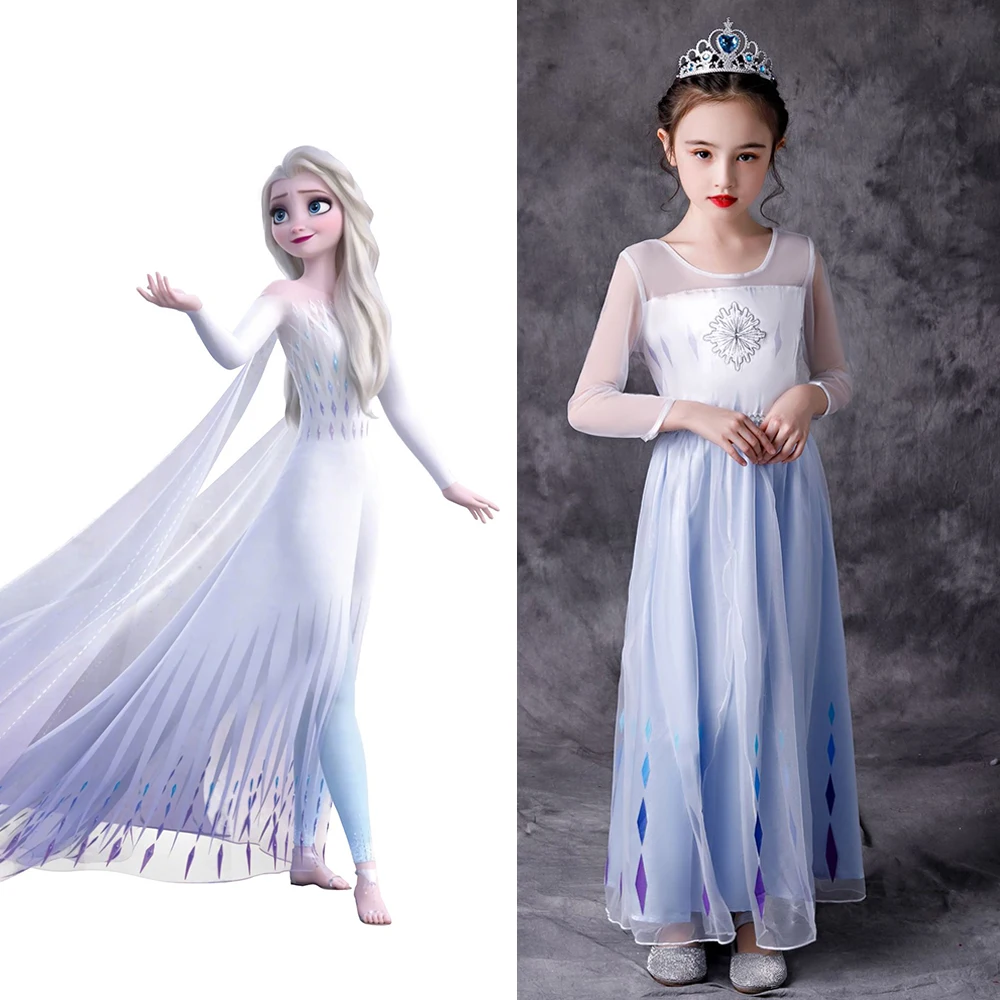 

Disney Princess Girls Dress Kids Dresses for Girls Christmas Dress Up Costume Party Frozen Dress Elsa White Summer Spring 2020