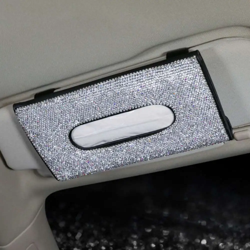 

Creative Diamond-studded Car Tissue Box Car-mounted Sun Visor Drawer 23x13cm