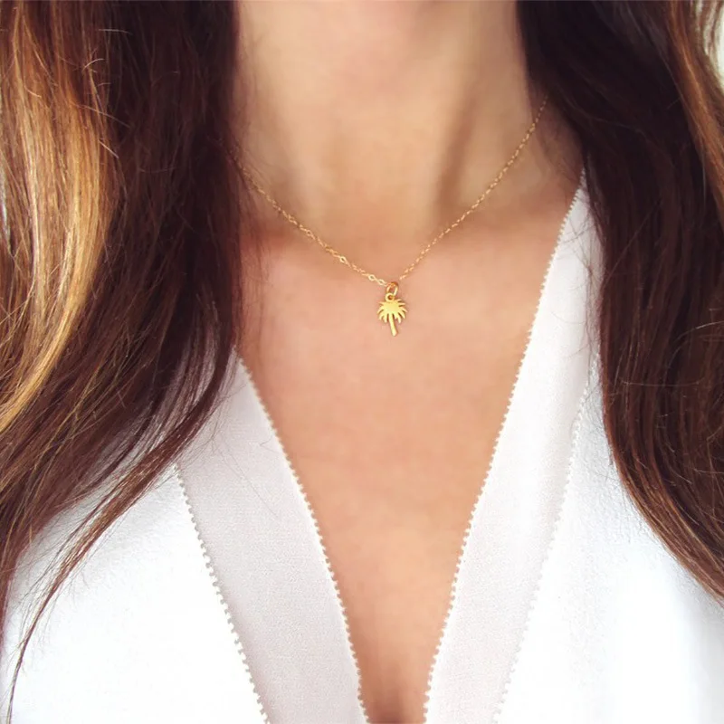 Новое модное Золотое серебряное пальмовое ожерелье из дерева подвеска
