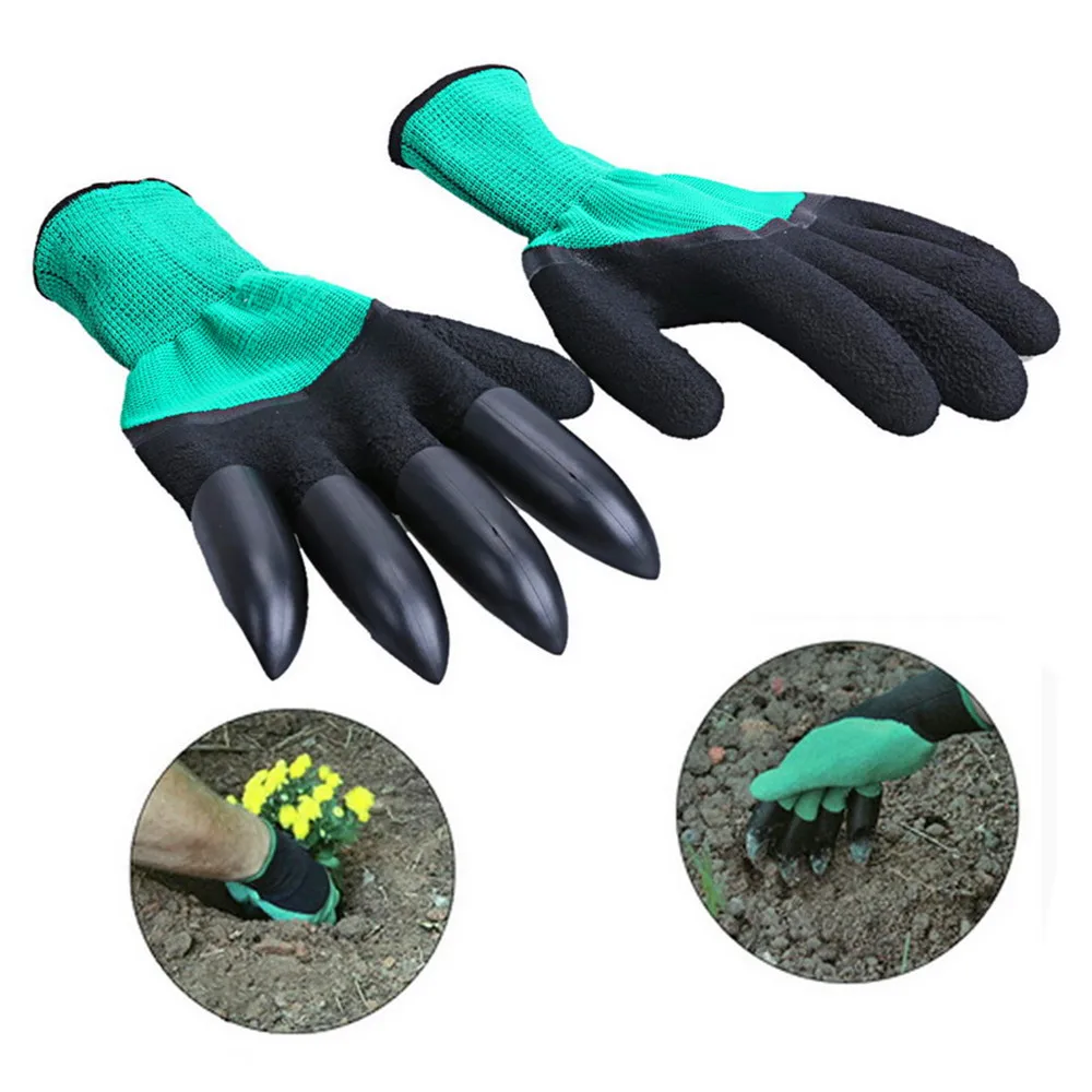1 пара садовые перчатки из АБС пластика резиновые с когтями быстро легко копать и