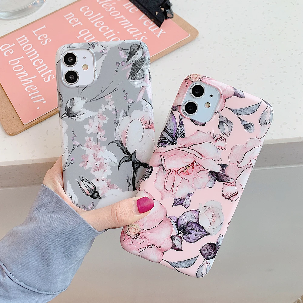 Чехол для телефона в стиле ретро с цветами и держателем iPhone 12 Mini 11 Pro Max XR XS 7 8 Plus