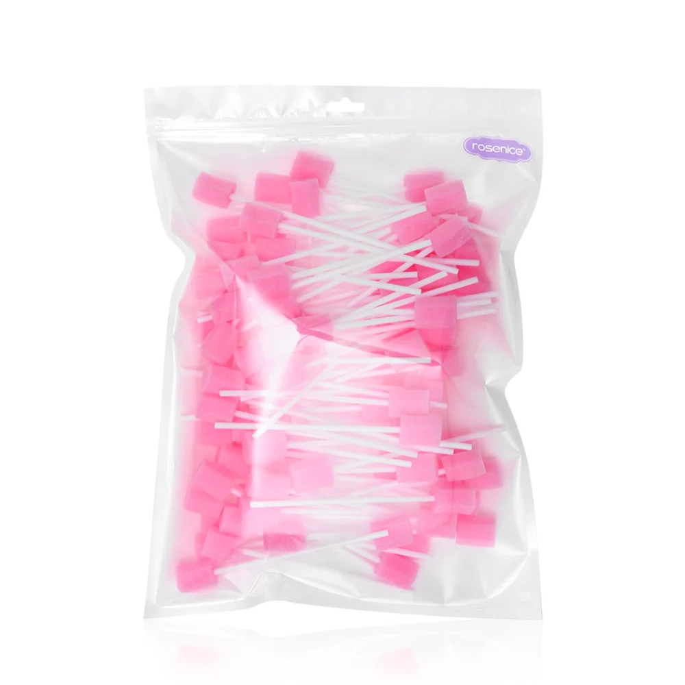 

ROSENICE 100pcs Disposable Oral Care Sponge Swab Tooth Cleaning Mouth Swabs )