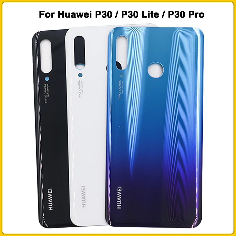 Чехол на заднюю панель для huawei P30/P30 Lite/P30 Pro, задняя крышка на батарейках, задняя крышка на дверь, стеклянная панель+ клейкая наклейка