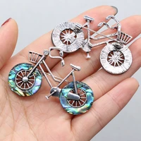 1pcs natural shell bicycle shape shell brooches pins for earring necklace jewelry making diy accessories women gift size 50x35mm