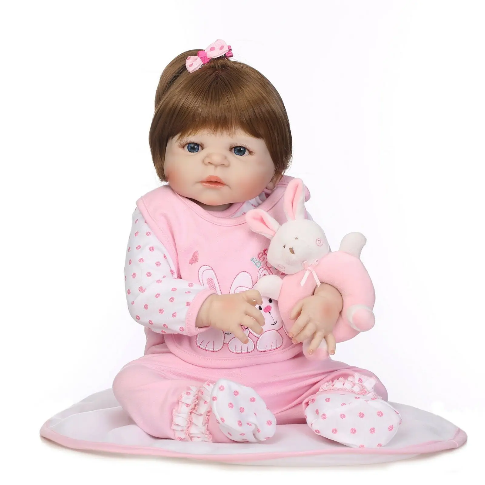 

Reborn Doll Baby Girl Realistic 22''/57cm Full Silicone Vinyl Body Lifelike Bebes Toddler Boy Toys Toys for Children