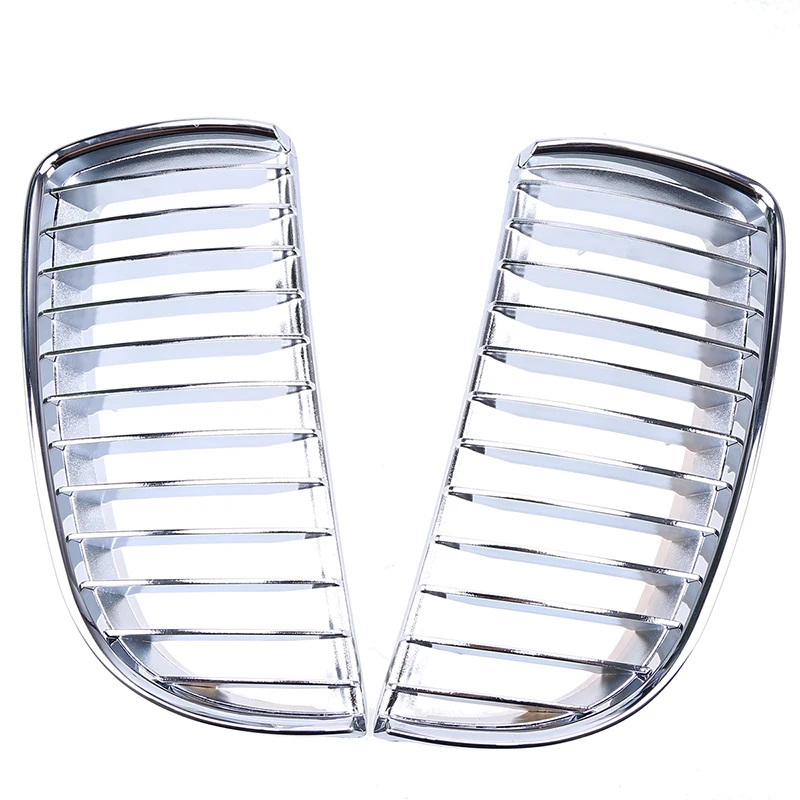 

POSSBAY Chrome Silver Car Left Right Side Car Grilles With Upper Hood Eyelids For BMW 3-Series E90 Sedan 2005-2008 Pre-facelift