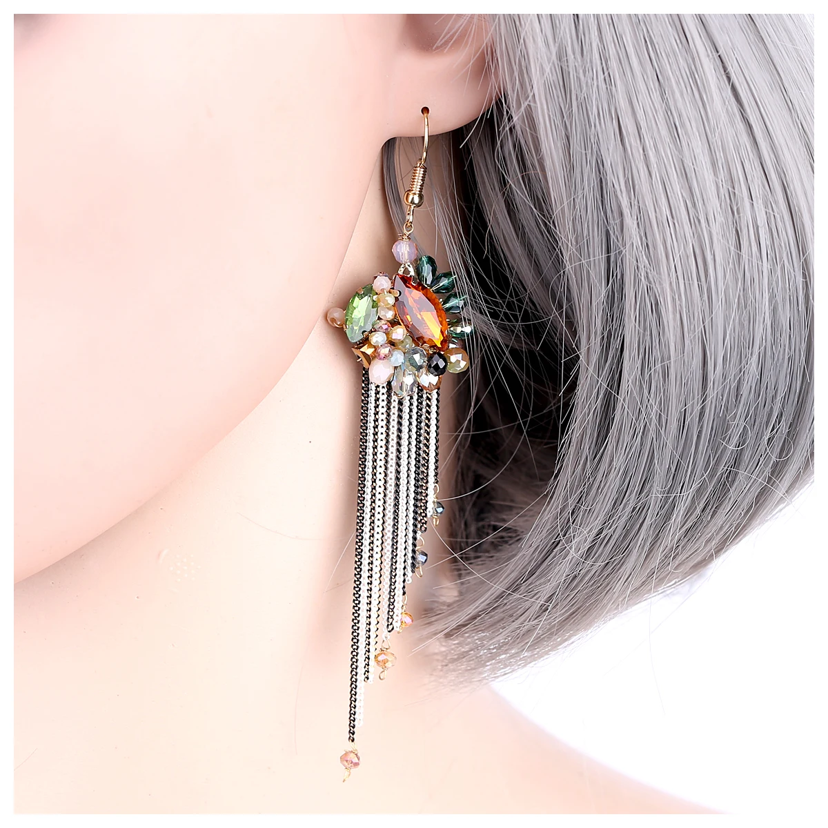 Новое поступление серьги с кристаллами для женщин и девушек позолоченные