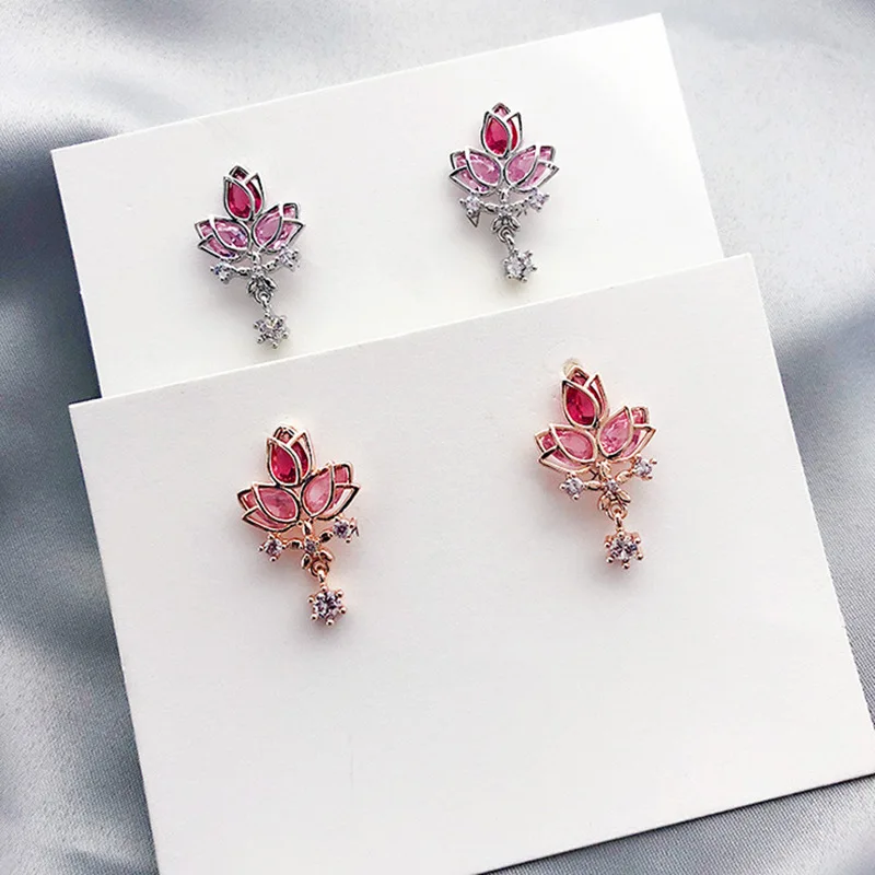 Женские серьги гвоздики с цветами Элегантные корейские вечерние кристаллами
