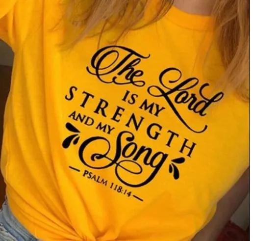 Господь крепость моя и Song рубашка Христианской Библии модные смешной надписью