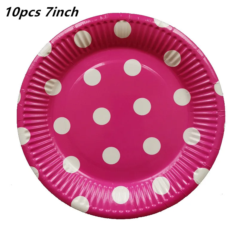 10pcs 7inch 10 шт., 7 дюймов, 8 цветов, тарелки в горошек, тарелки с рисунком в горошек, вечерние украшения для детского душа, тарелки в горошек, красные тарелки в горошек - Цвет: 10pcs 7inch