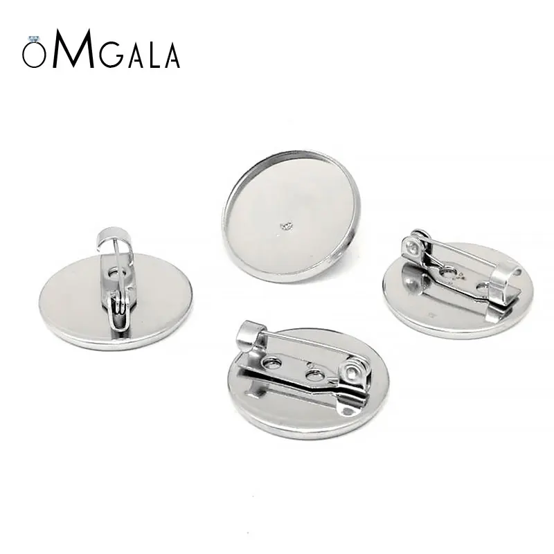 

5pcs ( No Fade ) 20mm/25mm/30mm Inner Size Stainless Steel Material Brooch Style Cabochon Base Cameo Setting Charms Pendant Tray