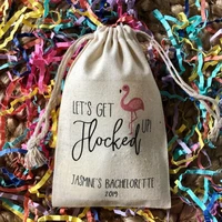 set of 10 custom text lets get flocked up wedding favor bags flamingo bachelorette survival kit bags party hangover kit