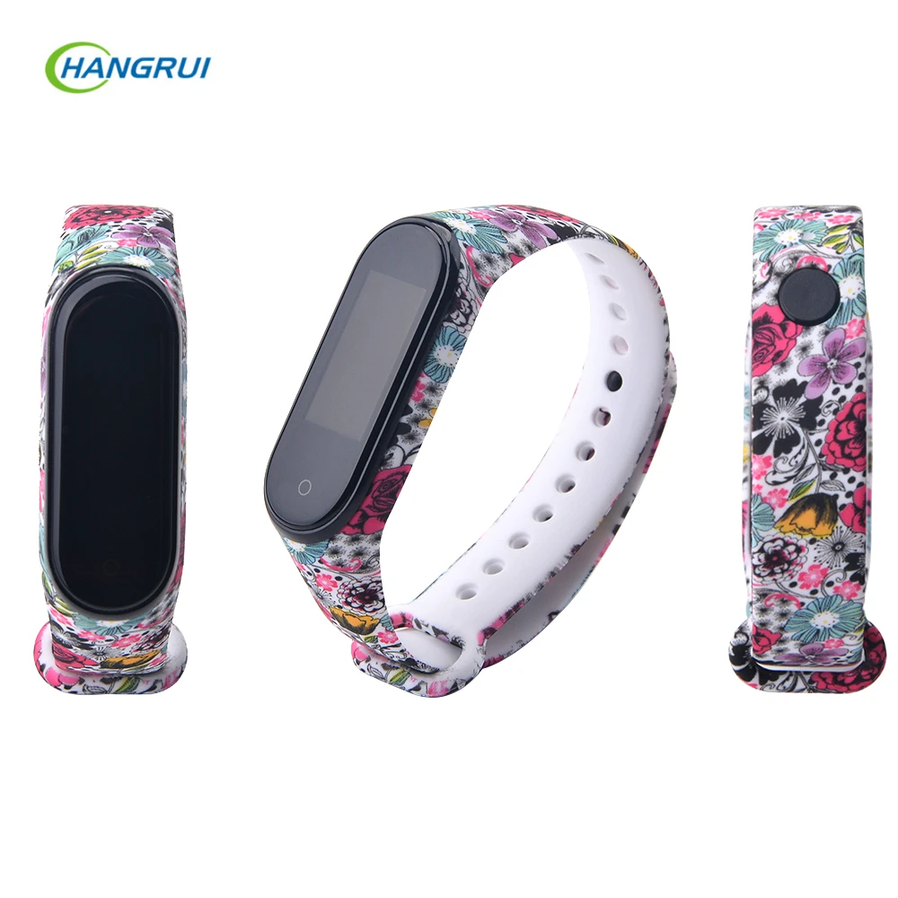 Flower1 Для mi Band 3, 4, ремешок, ремешок для Xiaomi mi, ремешок 3, Сменные аксессуары, браслет для Xiao mi band 3, браслет - Цвет: Flower1