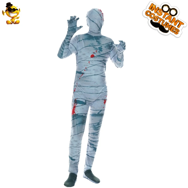 Scary Egyptian Mummies Cosplay Bloody Mummy Men Purim Costumes Bandaged Mummy Party Outfit Halloween Bodysuit