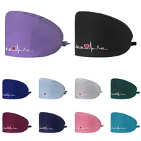 unisex medical heart beat embroidery multi purpose adjustable nurse hat button cap working cap hair hat