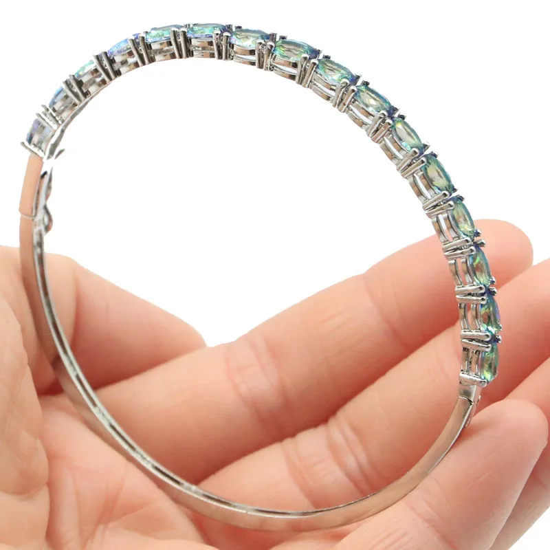 Женский серебряный браслет с Мистик-топазом 8 дюймов 67x4 мм | Украшения и