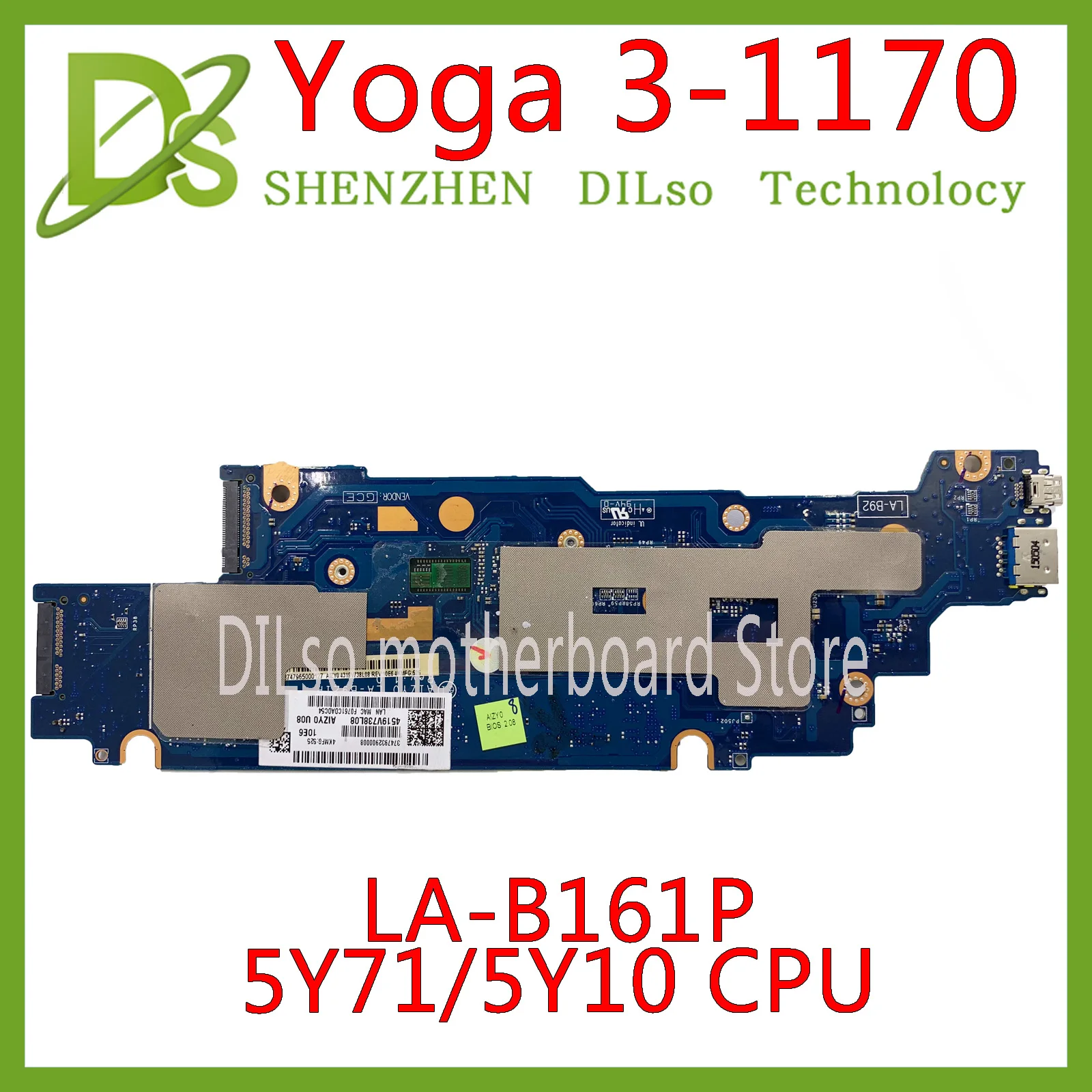 Bestellen KEFU LA-B921P Mothebroard Für Lenovo Yoga 3-1170 Yoga 3 11 Laptop Motherboard AIZY0 LA-B921P 4GB M-5Y10C CPU Getestet Original