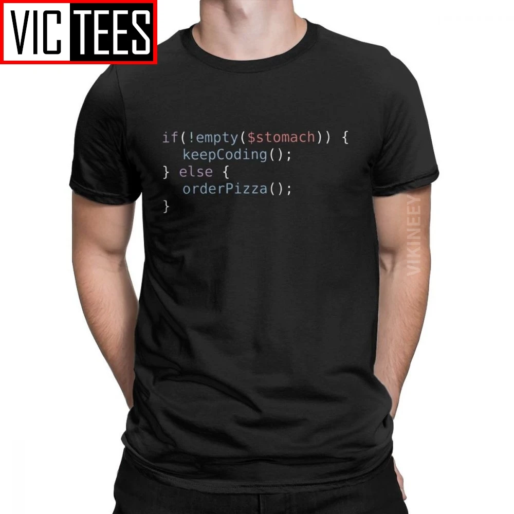 Hungry Coder футболка для мужчин из чистого хлопка Винтажная программирование пицца