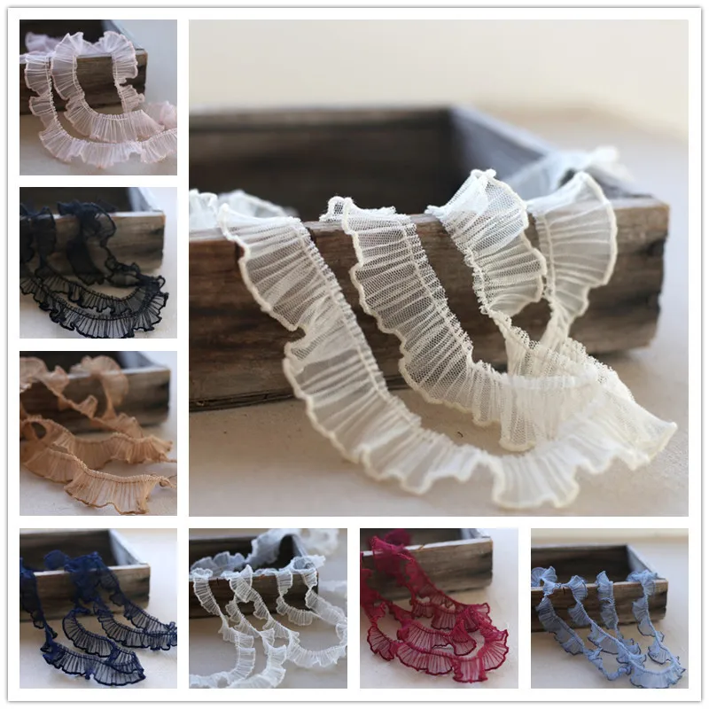 

NEW Pure Color Mesh Organ Folds Ruffled Lace DIY Pet Toy Babydoll Bib Sewing Fluffy Multilayer Cake Skirt Decoration Accessories