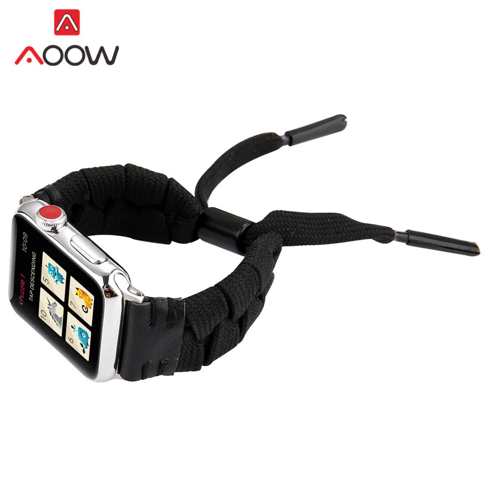 Модный креативный нейлоновый кожаный ремешок для часов для Apple Watch 38 мм 42 мм 40 мм 44 мм плетеный браслет ремешок для iwatch 1 2 3 4