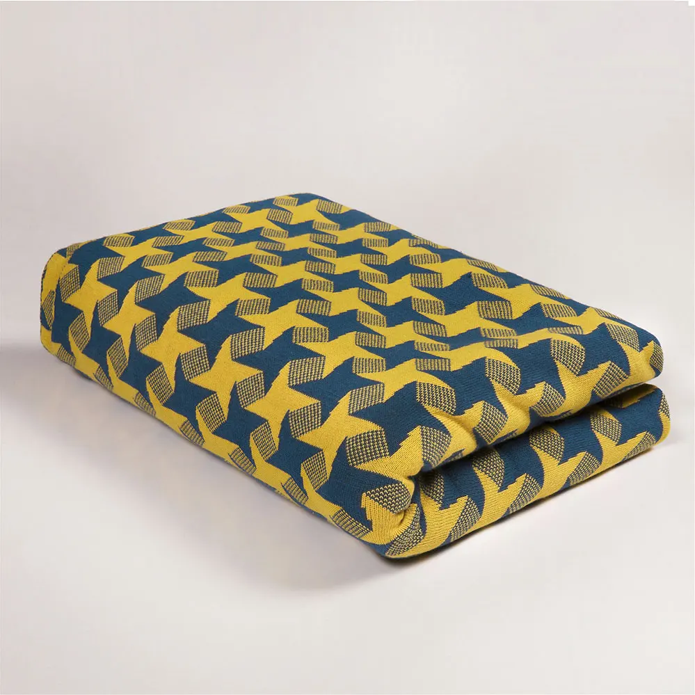 للبيع بابا و ميما الأصفر الماس البلايد هندسية محبوك الصيف مبطن الموضوع بطانية يلقي القطن قيلولة مكيف الهواء المفرش