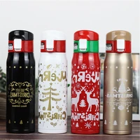 christmas vacuum cup stainless steel bouncing button water bottle cute cartoon 4 styles christmas design insulation cup