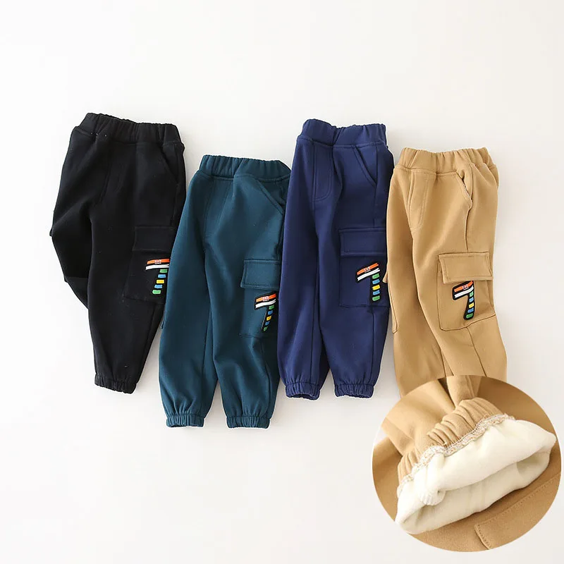 

2019 winter kids thickening With velvet pants cotton fashion warm Stretch Bottoming trousers toddler boy girl Children clothing