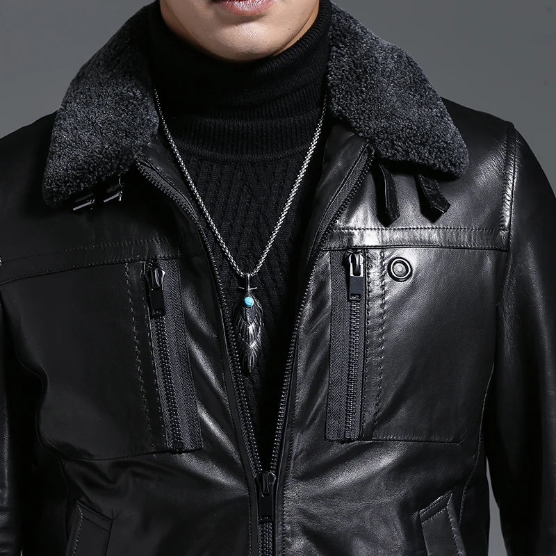 Куртка из натуральной кожи осенне-зимнее пальто козьей мужской пуховик с