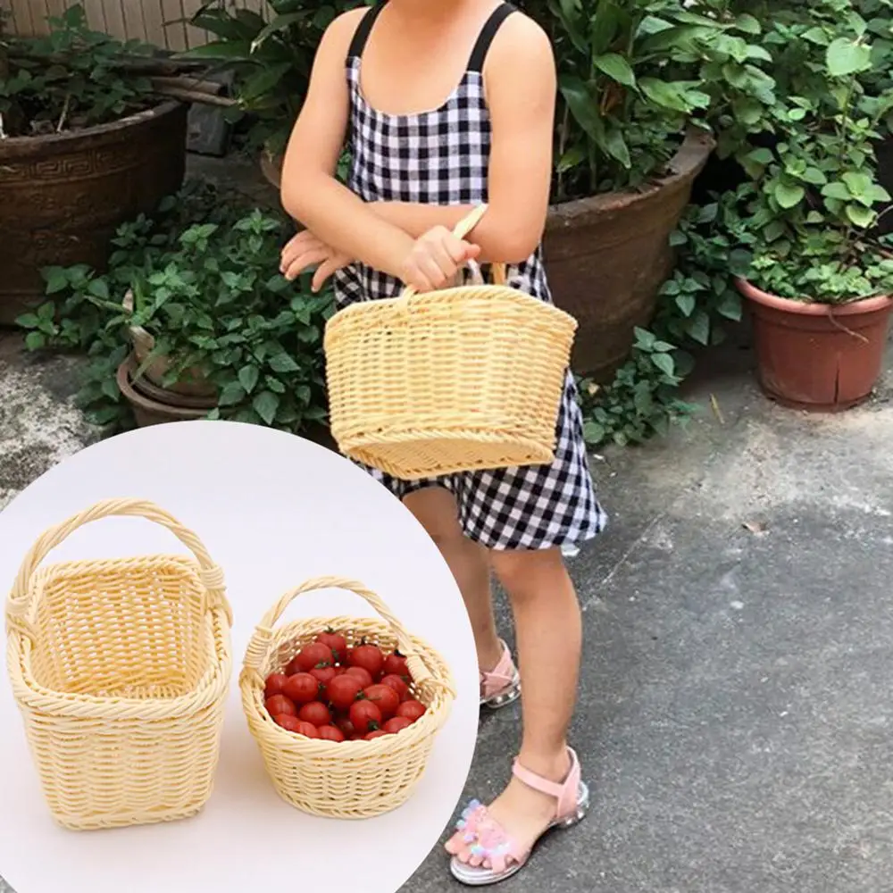 Соломенная плетеная Сумка из ротанга Женская корзина с цветами и фруктами