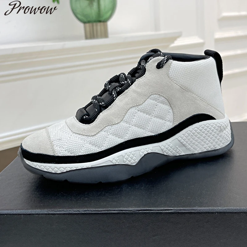 

Prowow 2021 comfortable casual shoes ladies sports shoes luxury brand lace-up leather mesh breathable shoes for men and women