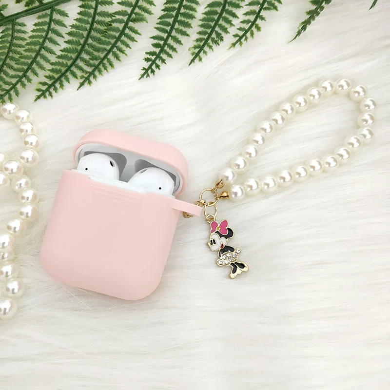 case keyRing Minnie Милый Микки Минни беспроводной Bluetooth силиконовый чехол для Apple защитный чехол для airpods Air Pods наушники чехол s брелок с фигурками из мультфильмов - Цвет: case keyRing Minnie