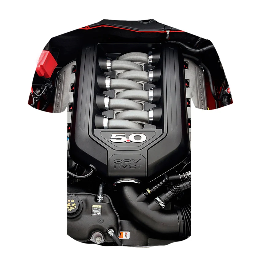 Мужская одежда,, суперкар, Форд Мустанг, 5.0L, V8, двигатель, сила сердца, футболка, 3D принт, футболка, Топы, унисекс, футболки, рубашка, homme