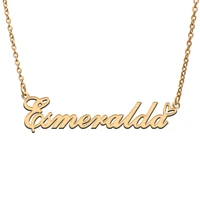 love heart esmeralda name necklace for women stainless steel gold silver nameplate pendant femme mother child girls gift