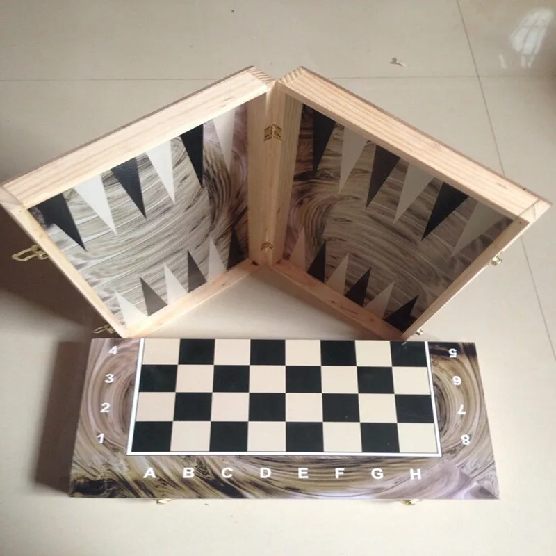

Foreign Trade Selling Thick Laminate Boutique Folding Imitation Marble Pattern Wooden Chess Solid Wood Chess 2.5 Inches