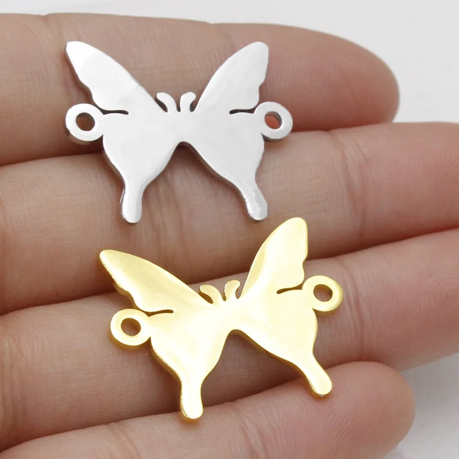 100% Нержавеющая Сталь пустая Бабочка Шарм 2 отверстия соединитель бабочки для