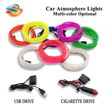 Hot Sale 1M/2M/3M/5M Car Interior Lighting LED Strip Decoration Garland Wire Rope Tube Line flexible Neon Light With USB Drive