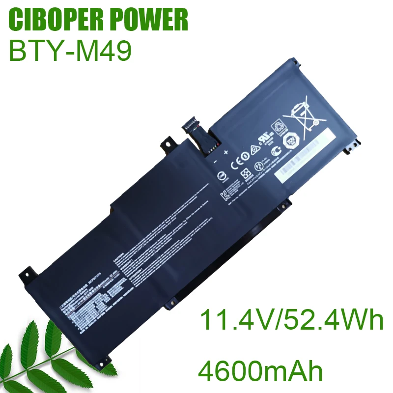 CP Genuine Laptop Battery BTY-M49 11.4V/52.4Wh/4600mAh For Prestige 14 A10SC Prestige 14 Hands-On A10M Notebook