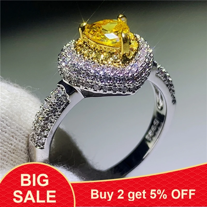 Кольцо в форме сердца для влюбленных из серебра 925 пробы золото AAAA cz обручальное