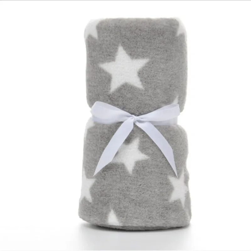 gray big star 100*75cm Baby Blankets Newborn Cartoon Soft Comfortable Blanket Coral Fleece Manta Bebe Swaddle Wrap Bedding Set - Цвет: gray big star