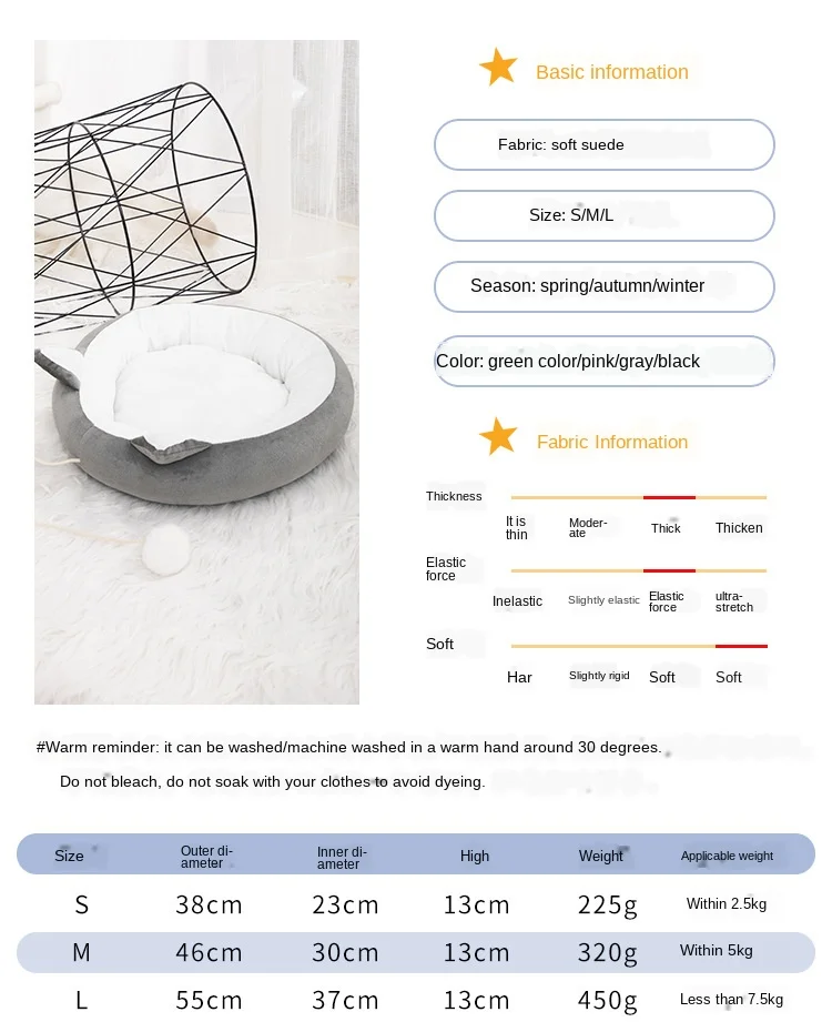 

Japanese Style Warm Open Cat Litter Pet Bed Removable and Washable Round Non-slip Felt Cat Bed Cat Mat Pet Supplies