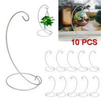 10pcs bauble holder ornament hanging display plant stand hanger iron art home decoration retro glass ball hanging stand holder
