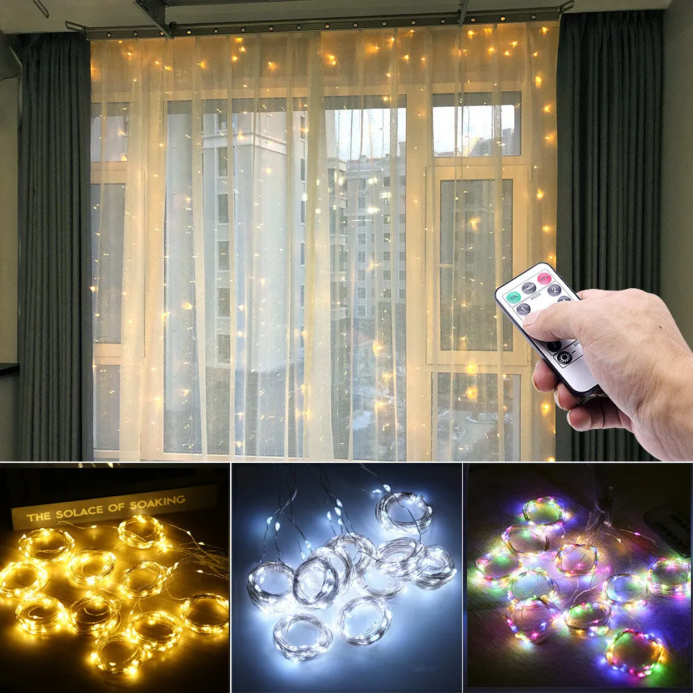 

3x1/3x2/3x3m Led Curtain String Lights Christmas Decorations for Home New Year 2022 Decor Xmas Garland Merry Christmas Ornaments