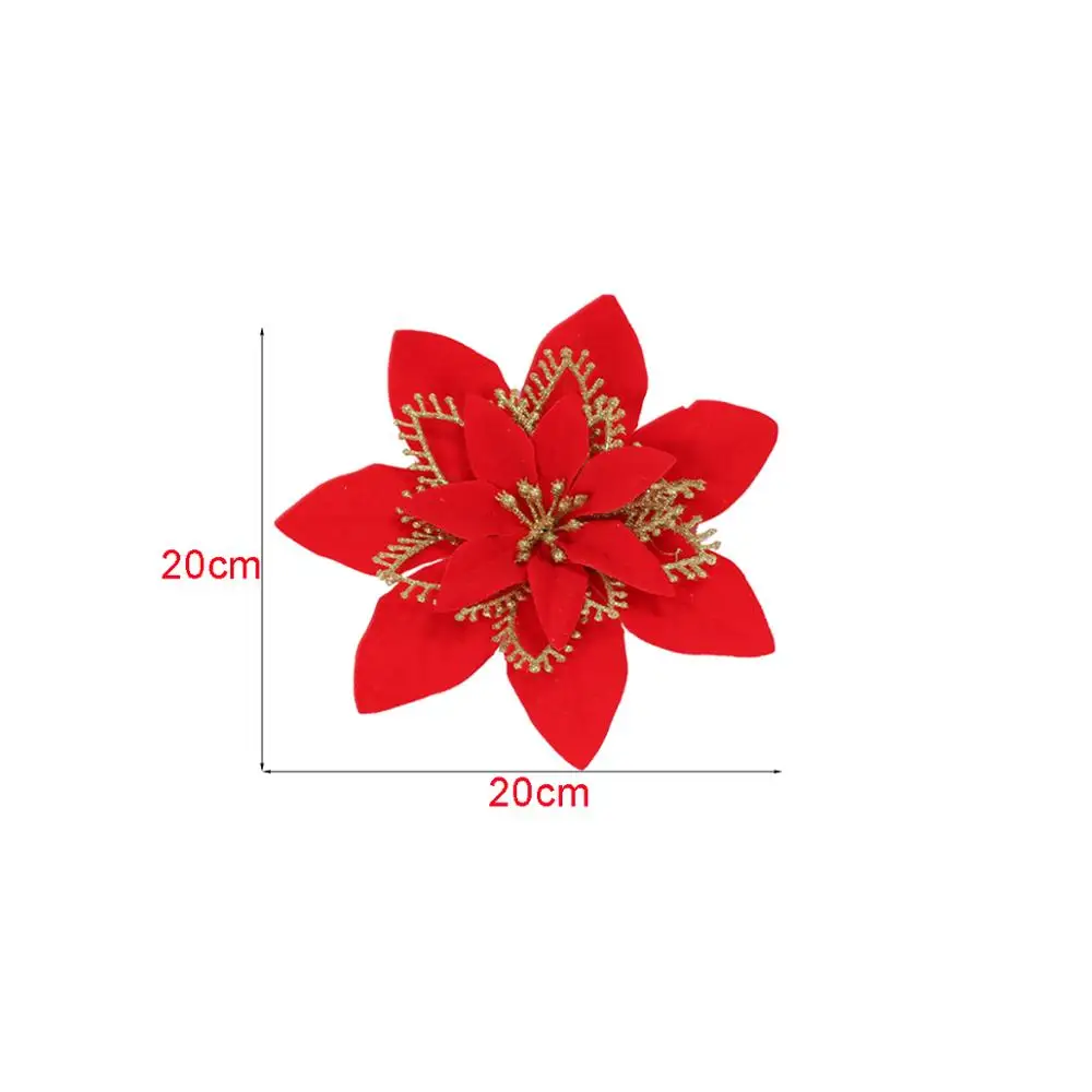 Блестящие цветы искусственная Цветочная подделка пуансеттия украшения для