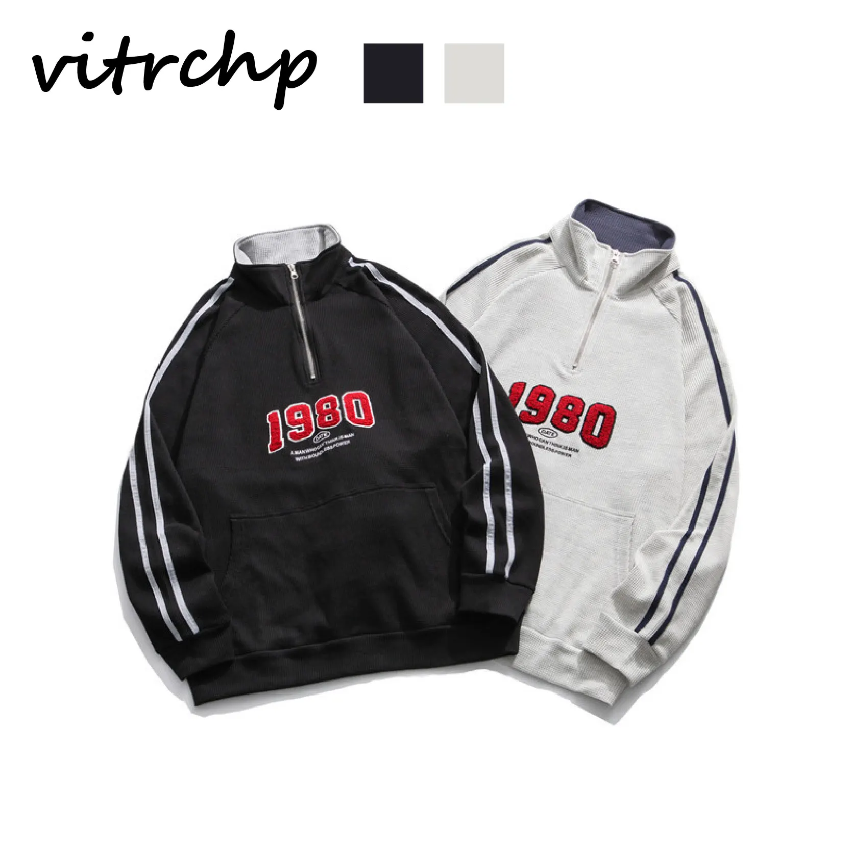 

2021 VITRCHP Men Harajuku Sweatshirt Lamb For Couples Casual Streetwear Long Sleeve Vintage Sportwear Warm Fashion Jacket