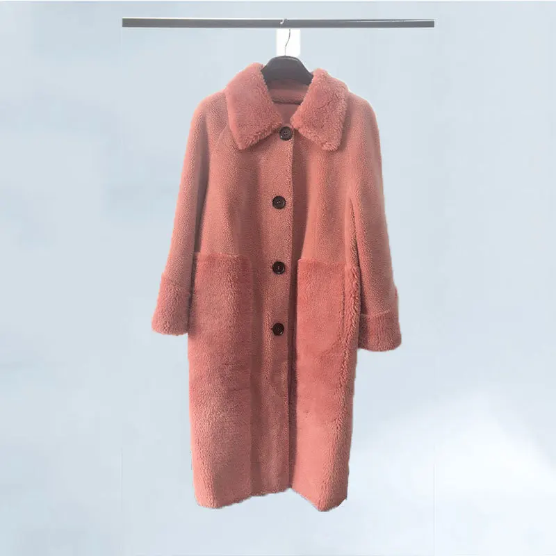

Coat Winter 2020 Natural Lamb FurJacket Warm Real Fur Coat Elegant Sheep Shearling Fur Women Long Fur Coats Women Clothes s