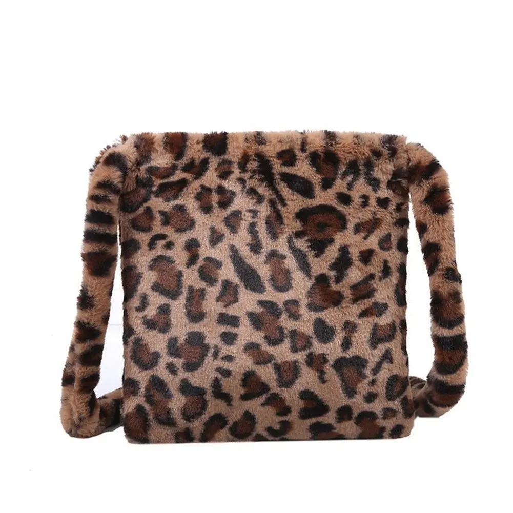 

Leopard Plush Shoulder Bags for Women's Autumn and Winter Fashion Ladies Vintage Handbags Women Large Capacity Messenger Bags