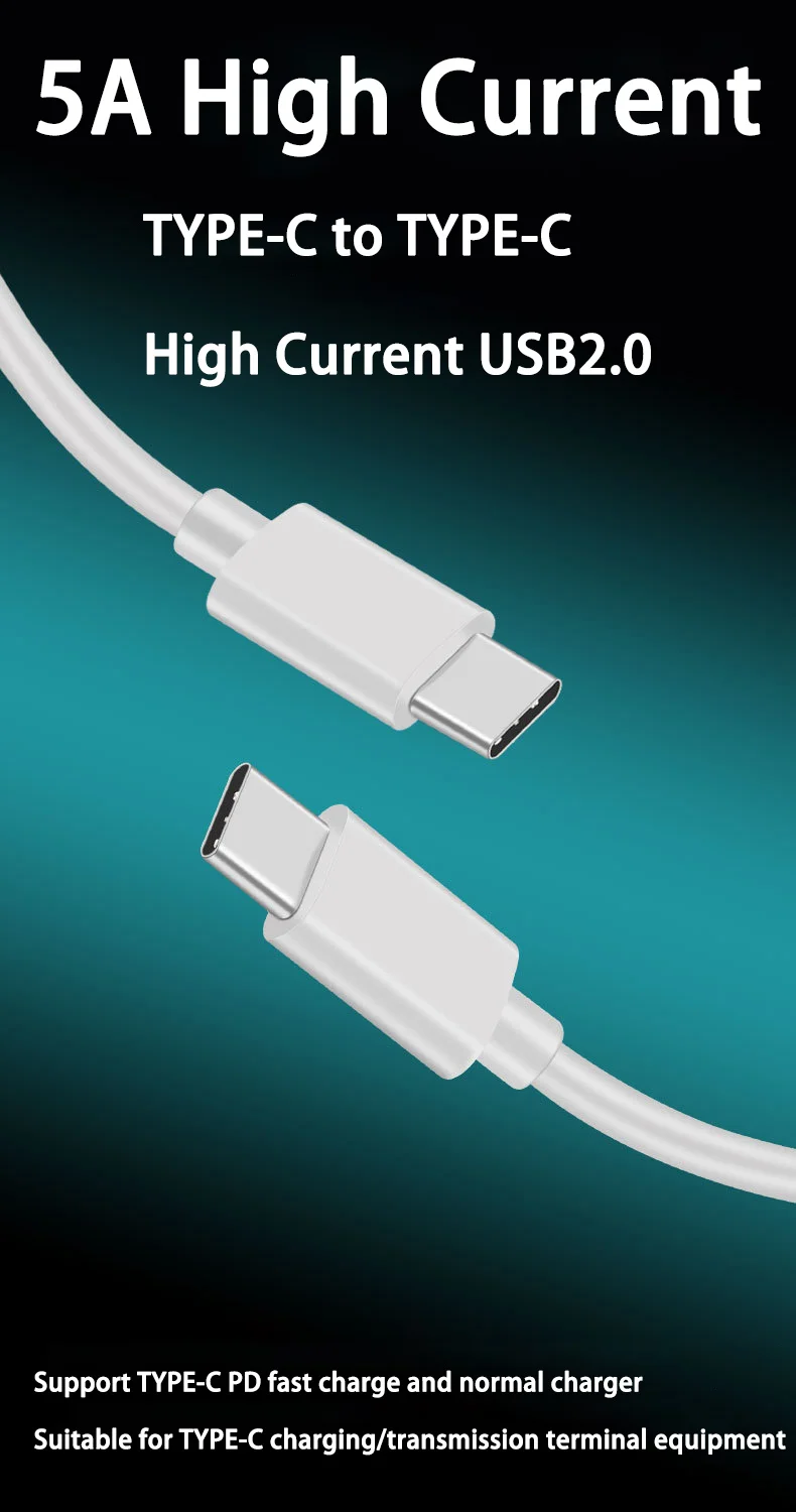

60W USB C to USB Type C Cable USBC PD 5A Charger Cord USB-C Type-c Cable for Samsung S20 MacBook iPad Huawei Xiaomi