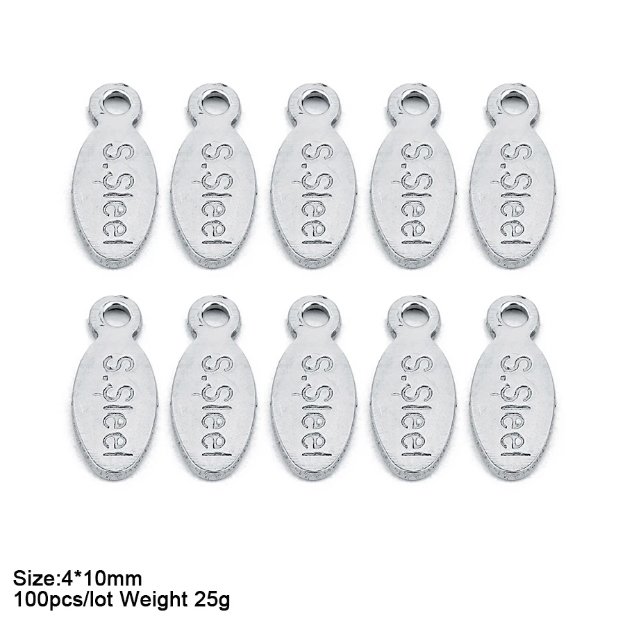 

100pcs Stainless Steel Letter Charms Pendants Tag 4*10mm fit Bracelet Necklace DIY Jewelry Making Findings Wholesale